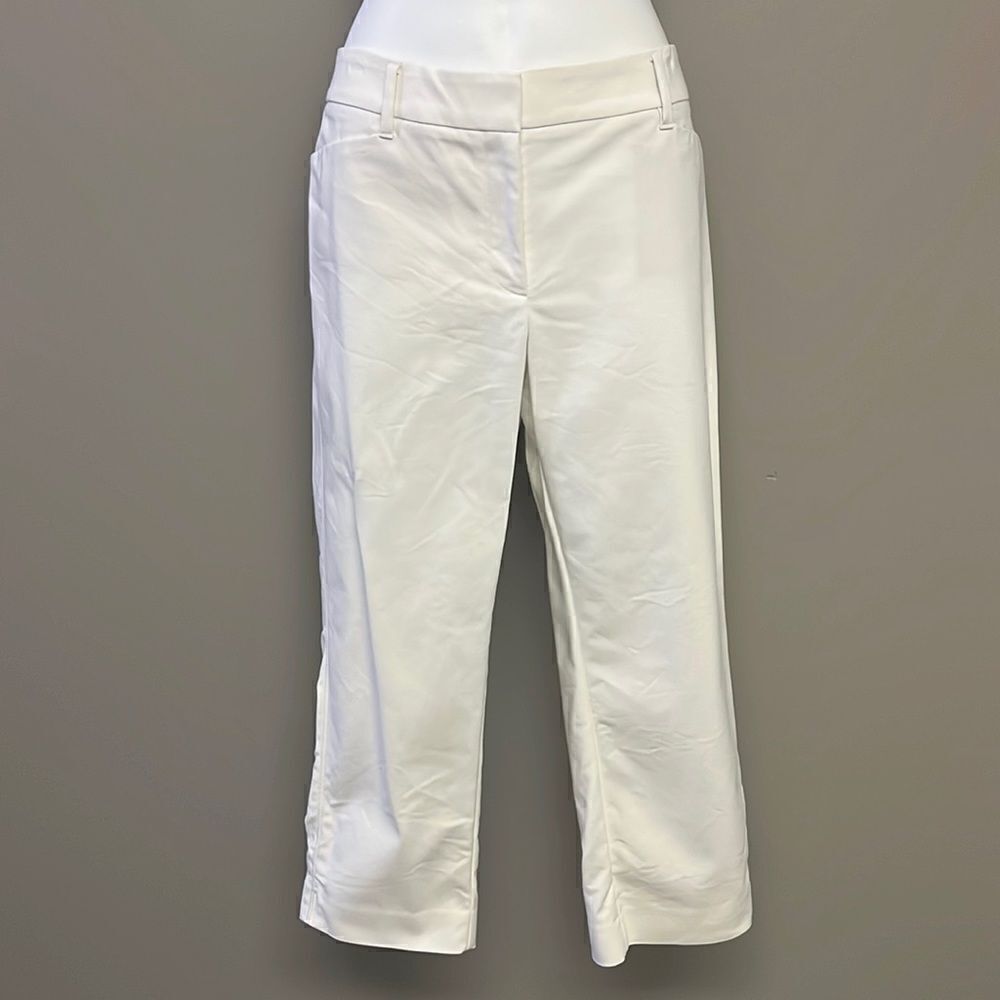 White House Black Market Cream “Perfect Form” Straight Crop Pants- Size 12